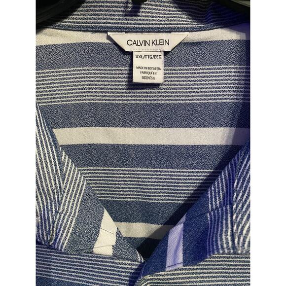 Calvin Klein Blue Striped Button Down Shirt XXL - Picture 2 of 4